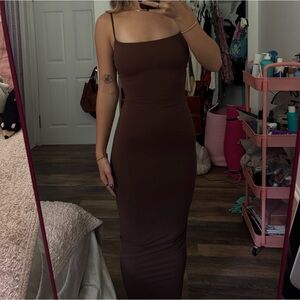SKIMS Chocolate Brown Midi Dress